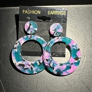 Fashion Earrings in Pink and Blue